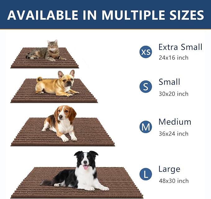 Smiry Dog Door Mat for Muddy Paws 30x20, Absorbent Dirt Trapper, Non-Slip