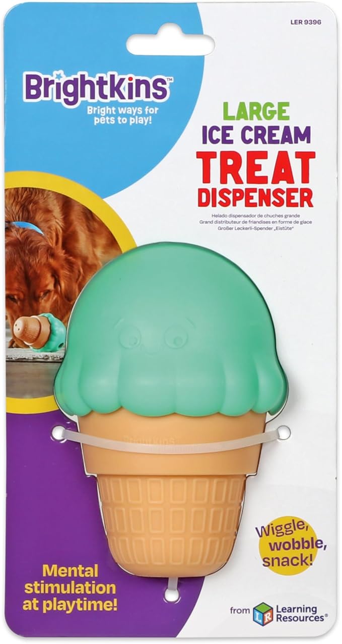 Brightkins Large Ice Cream Treat Dispenser - Interactive Dog Toys, Dog Treat Dispenser Toy, Puppy Toys Interactive, Puzzle Balls for Dogs, Puppy Enrichment Toy, Pet Puzzles for Boredom