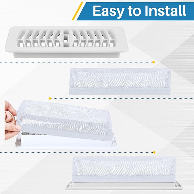Zonon 12 Pcs 4 x 10 Inch Floor Register Trap Cover Vent Screen