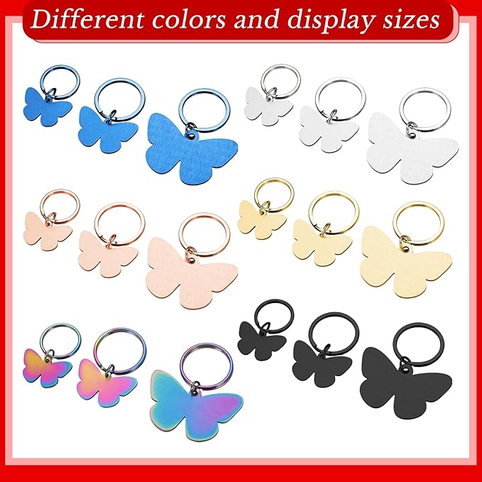 Custom Butterfly Dog Tag - Engraved Personalized Pet ID Tag for Dogs & Cats, Customizable Name, Text, 6 Colors & 3 Sizes, Durable & Cute Pet Collar Charm for Dog Lovers, Pet Mom Dad