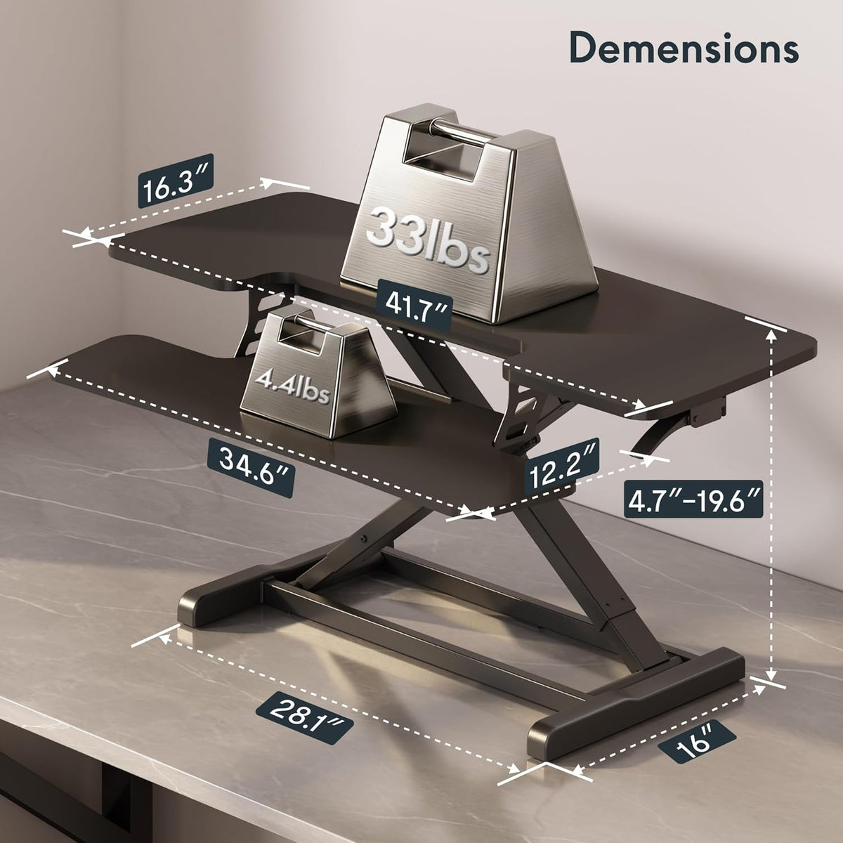 FLEXISPOT Standing Desk Converter, 42", Black