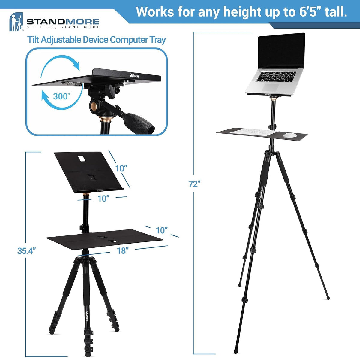 Portable Standing Desk with Keyboard Tray - Ergonomic, Height Adjustable Table with Carrying Bag for Indoor and Outdoor Use. Lightweight Design to Work Anywhere, Stay Healthy, and Stand More