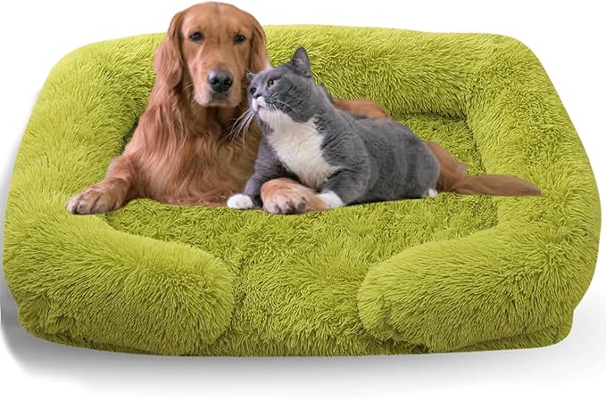 Dog Beds Medium Large Size Dog, Calming Dog Bed with Removable Washable Cover, Waterproof Lining and Nonskid Bottom(Grass Green,XL)