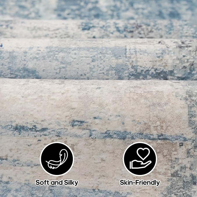 Washable Wide Runner Rug 4x10 : Modern Abstract Hallway Rugs