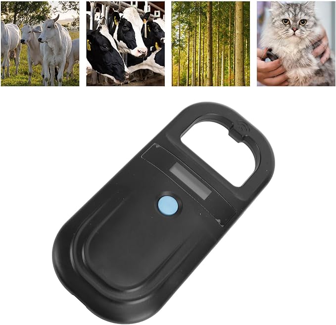 Diydeg Pet Microchip Scanner, Rechargeable EMID FDX B Portable Pet Chip Scanner with OLED Display, 134.2KHz, 128 Sets of Data, Microchip for Animal, Pigs, Dogs, Cats (Black)