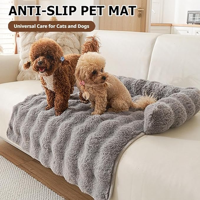 Waterproof Throw Blanket For Dogs & Indoor Cats,Dog Pad Washable Removable Couch Cover,Plush Long Fur Mat with Non Slip Silicone Base,Furniture Protector Gift for New Pet Parents,29.5"x29.5" (grey)
