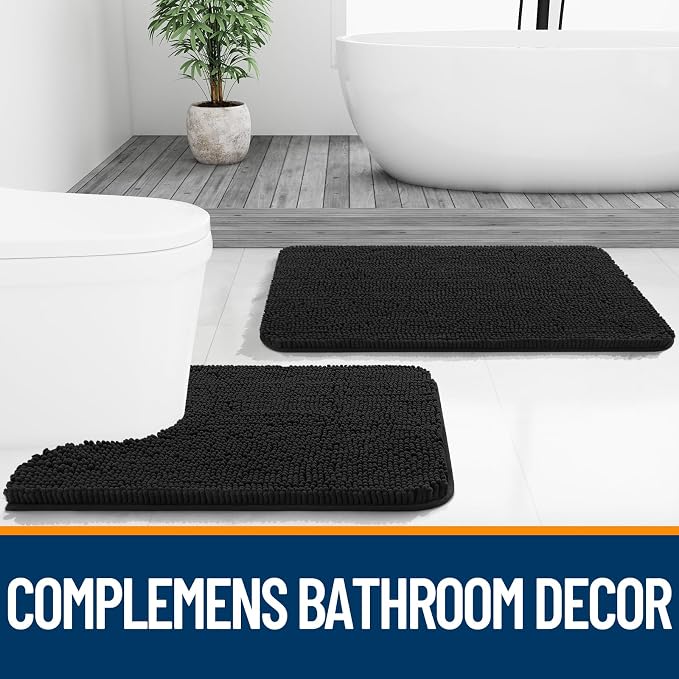 OLANLY Bathroom Rugs 36x24, Extra Soft Absorbent Chenille Bath Rugs, Rubber
