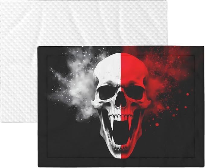 Waterproof Dog Blanket Soft Pet Blanket for Puppy Cat, Fleece Cat Throw Blankets for Furniture Bed Couch Sofa Reversible - Red and White Screaming Demon Skull