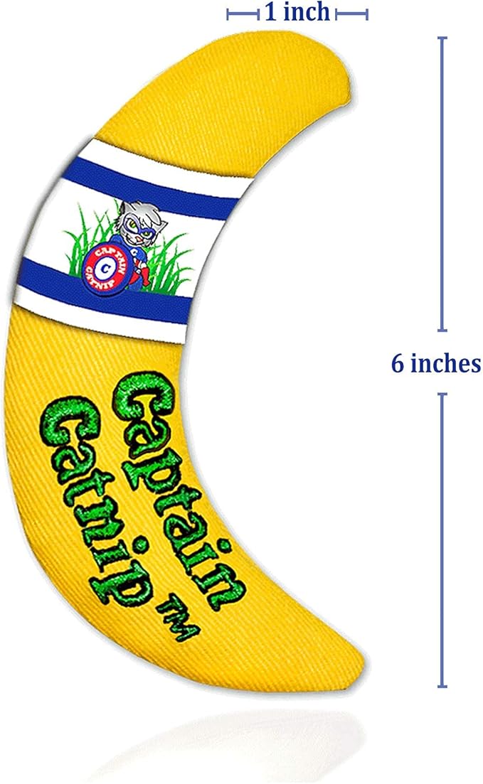 Captain Catnip Cat Banana Toy, Kitten Interactive Toy, Fun Playing Cat Toy, Filled with Organic Catnip for Indoor Cats (2)