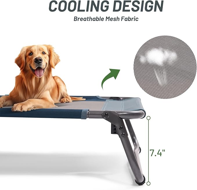 Timber Ridge Outdoor Dog Bed with Canopy, Cooling Elevated Dog Bed Portable Raised Dog Bed with Removable Canopy Shade Tent, Dog Bed Dog Shade for Outside, Medium, Grey