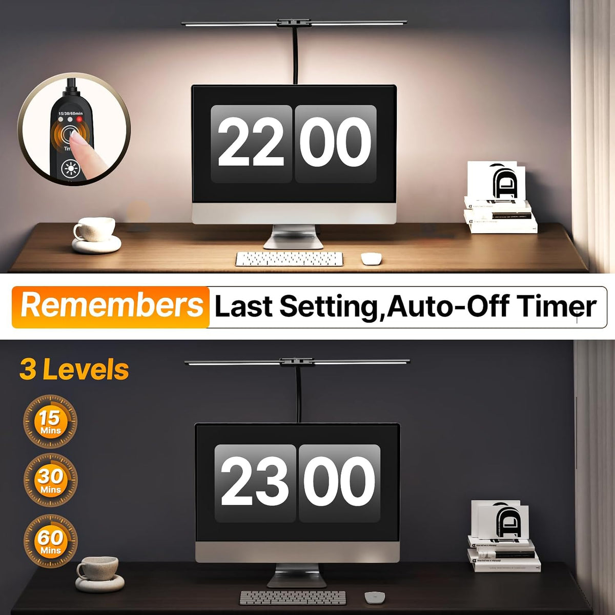 Syrinx LED Desk Lamp for Home Office, 18W 2000LM Dimmable Light, Black