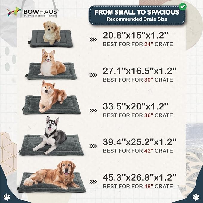 33.5" x 20” Machine-Washable Fluffy Dog Bed for 36" Kennel, Soft Crate Mat with Non-Slip Bottom, Cozy Pet Pad for Sleeping, Medium Dog Kennel Flat Bed
