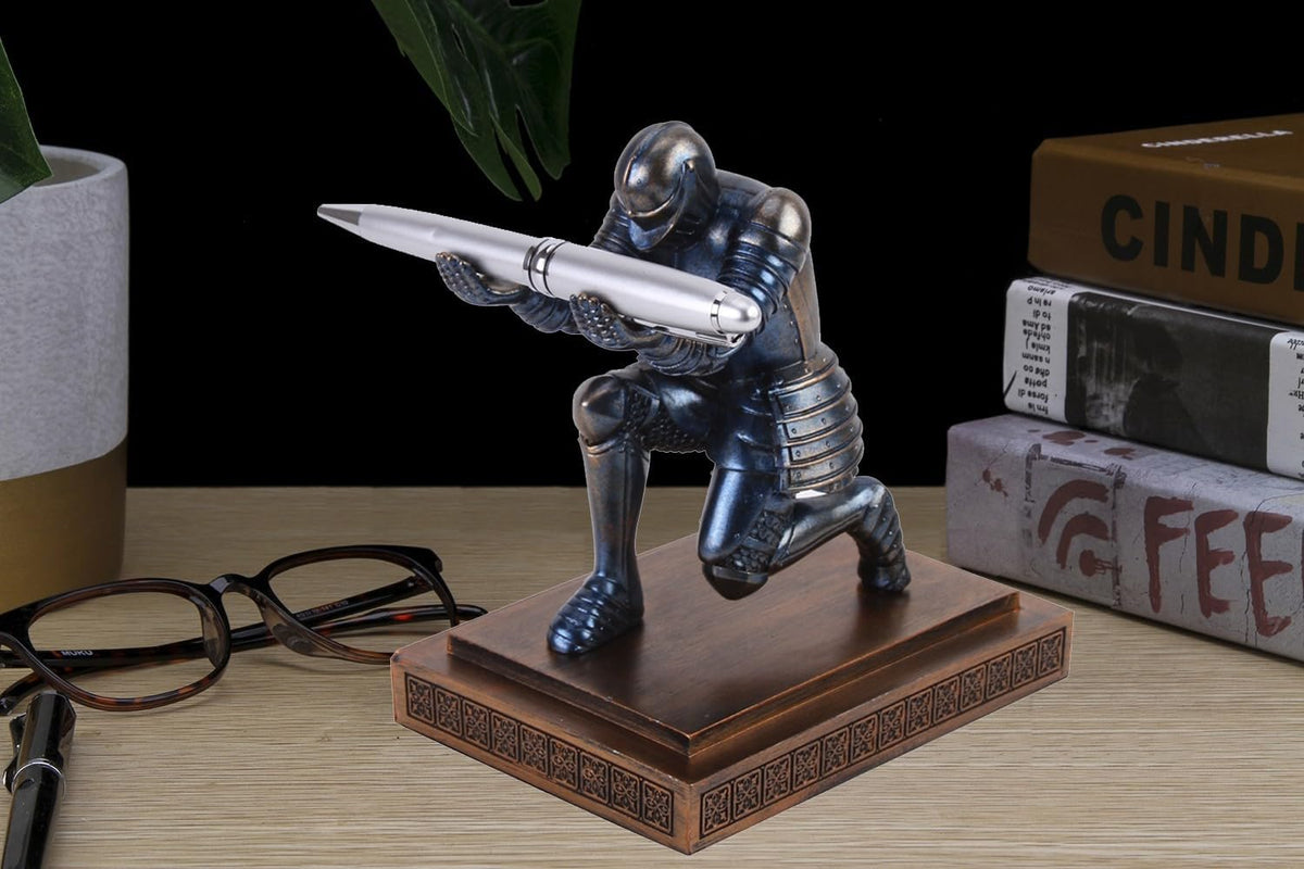 Knight Pen Holder Desk Organizers and Accessories as Gift Blue