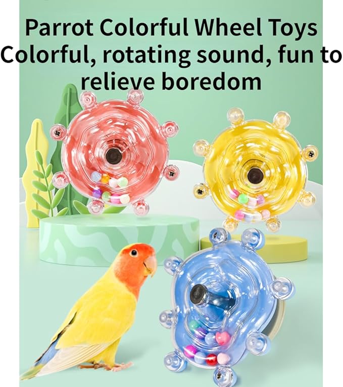 Parrot Spinner Toy, Funny Parakeet Toy Interactive Parrot Toy Bird Toy Spinning Rattle Cockatiel Toys Bird Cage Accessories for Entertainment Chewing Exercise (Blue)