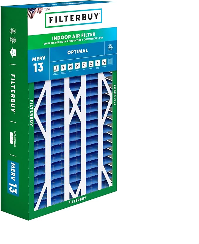 Filterbuy 16x28x6 Air Filter MERV 13 Optimal Smoke & Allergy Defense, Pleated