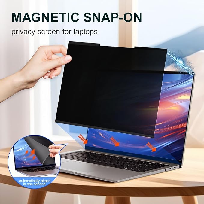 2Pack Magnetic 13.3 Inch Laptop Privacy Screen 16:9 Aspect Ratio, Removable
