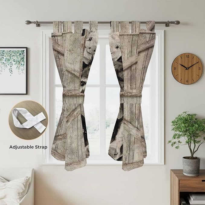 Funny Farm Animals Living Room Curtains 84 Inch Length, Window Curtains Tab Top