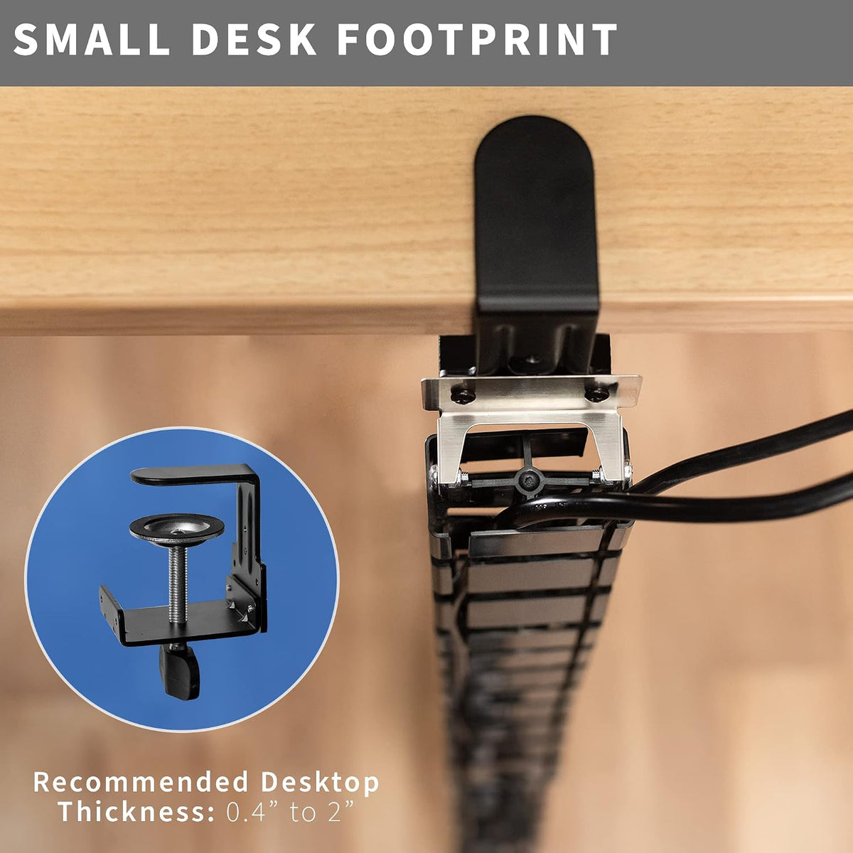 VIVO Black Clamp-on Desk Vertebrae Cable Management Kit, DESK-AC01P-B