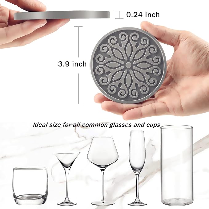 Coasters for Drinks, Resistant Reusable Silicone Coasters