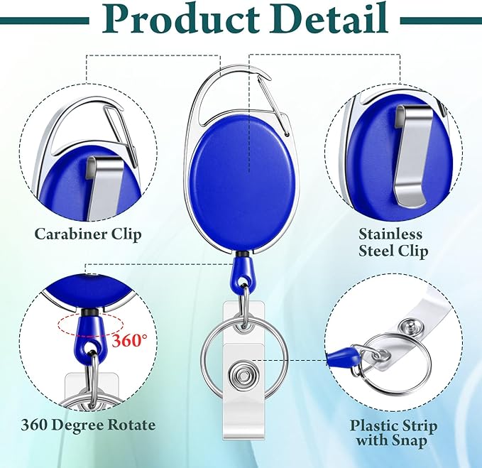 Laumoi 80 Packs Retractable ID Badge Holder Name ID Badge Reel Clips Keychain with Belt Clip and Key Ring for Office Worker Doctor Nurse Employee (Classic Color)