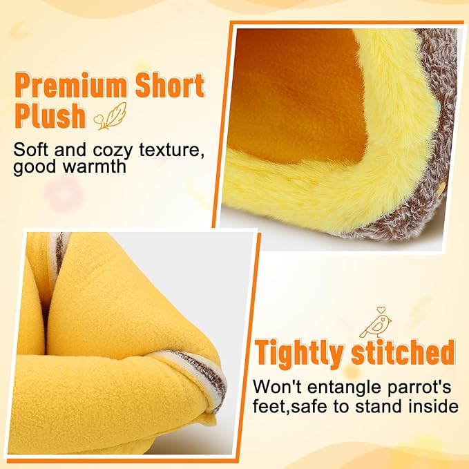MEWTOGO Small Winter Warm Bird Nest for Cage - Comfortable Birds Bed with Support Plate, Hanging Shed Hideaway Hammock Hut Gift for Macaws African Grey Amazon Parrots