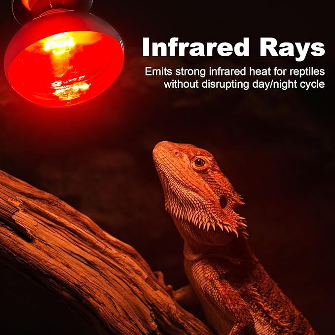 2Pack Infrared Heat Lamp, 150W Reptile Heat Emitter Infrared Basking Spot Light, Red Heat Lamp for Chickens Coop Reptile Pets Brooder Use