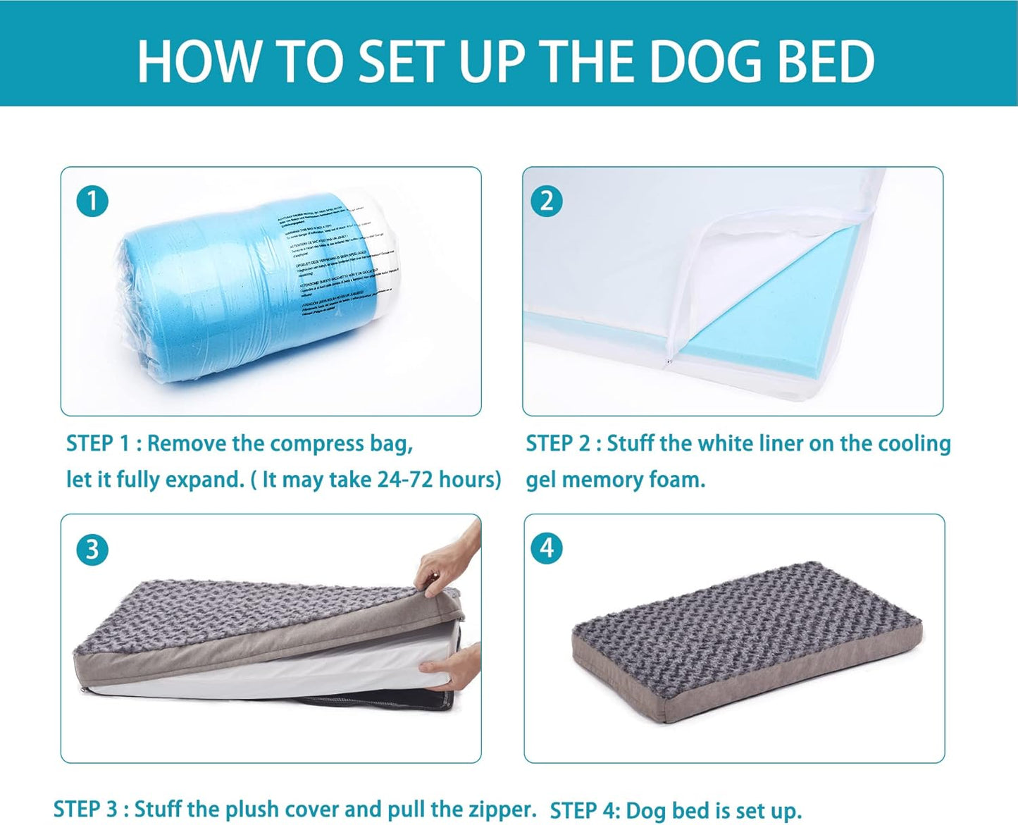 Orthopedic Memory Foam Dog Bed, Cooling Dog Beds for Extra Large Dogs -Waterproof Pet Bed for Crate with Removable Washable Cover, Ideal for Arthritic Dogs, XL(41inch,90Lbs)