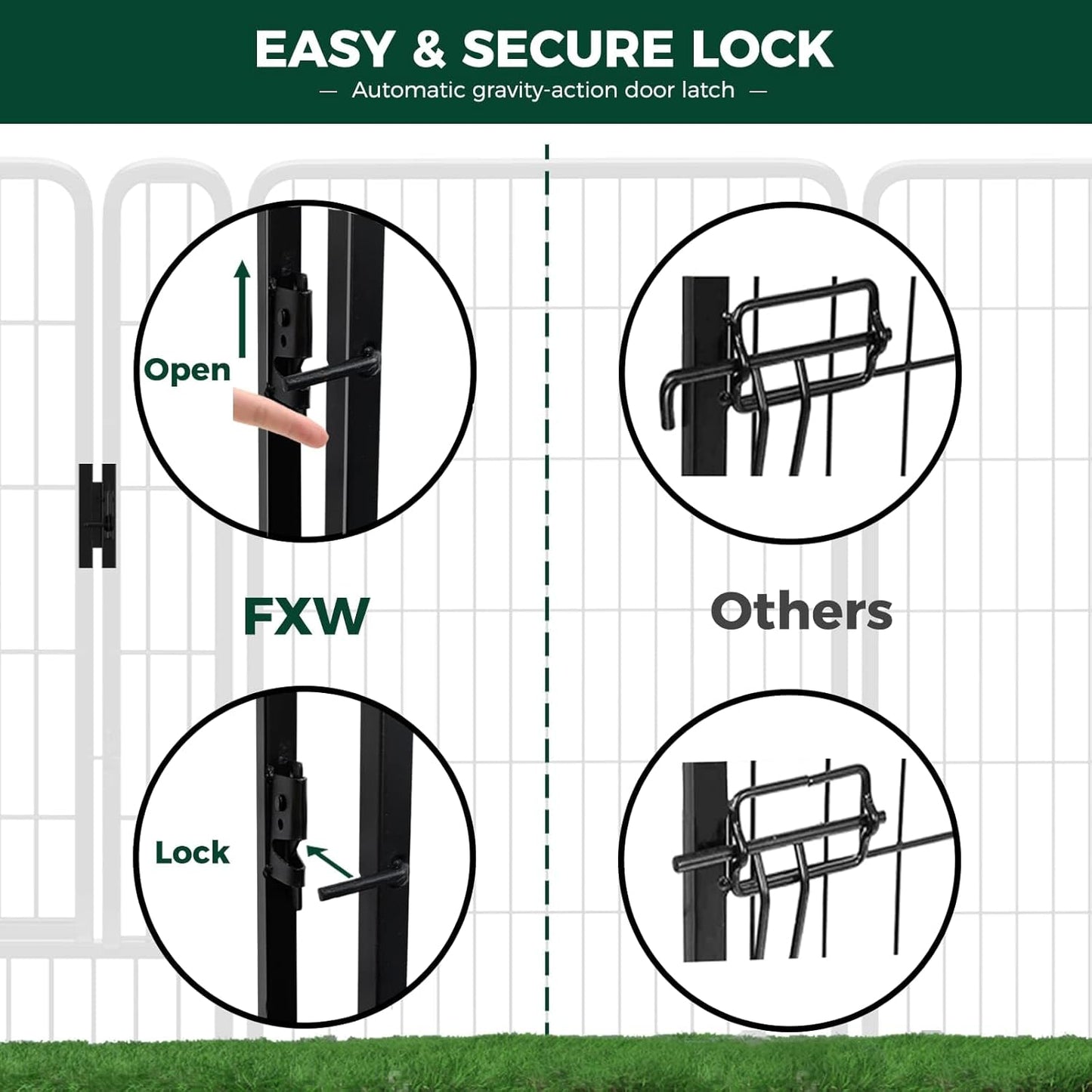 FXW Rollick Unleashed Dog Playpen for Indoor, Yard, RV Camping, 50 inch 32 Panels for Large Dogs, Black│Patented