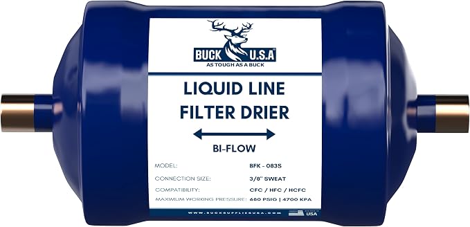 2 Pack Buck Bi-Flow Refrigerant Liquid Line Filter Drier 3/8" ODF Sweat BFK-083S