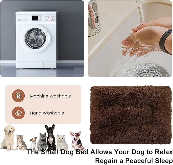 Dog Crate Mat, Dog Bed for Large Dogs, Comfy Fluffy Kennel Pad Anti-Slip for Dog beds & Furniture, Quilted Dog Bed for Pets for Medium/Small Dogs Cats (Color : Coffee, Size : 36x25)