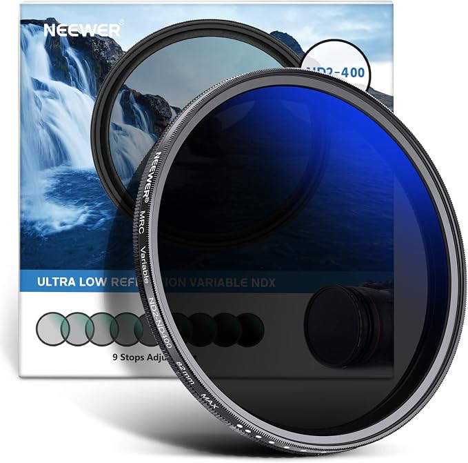 NEEWER 82mm Variable ND Filter ND2-ND400, Neutral Density Filter, Water and