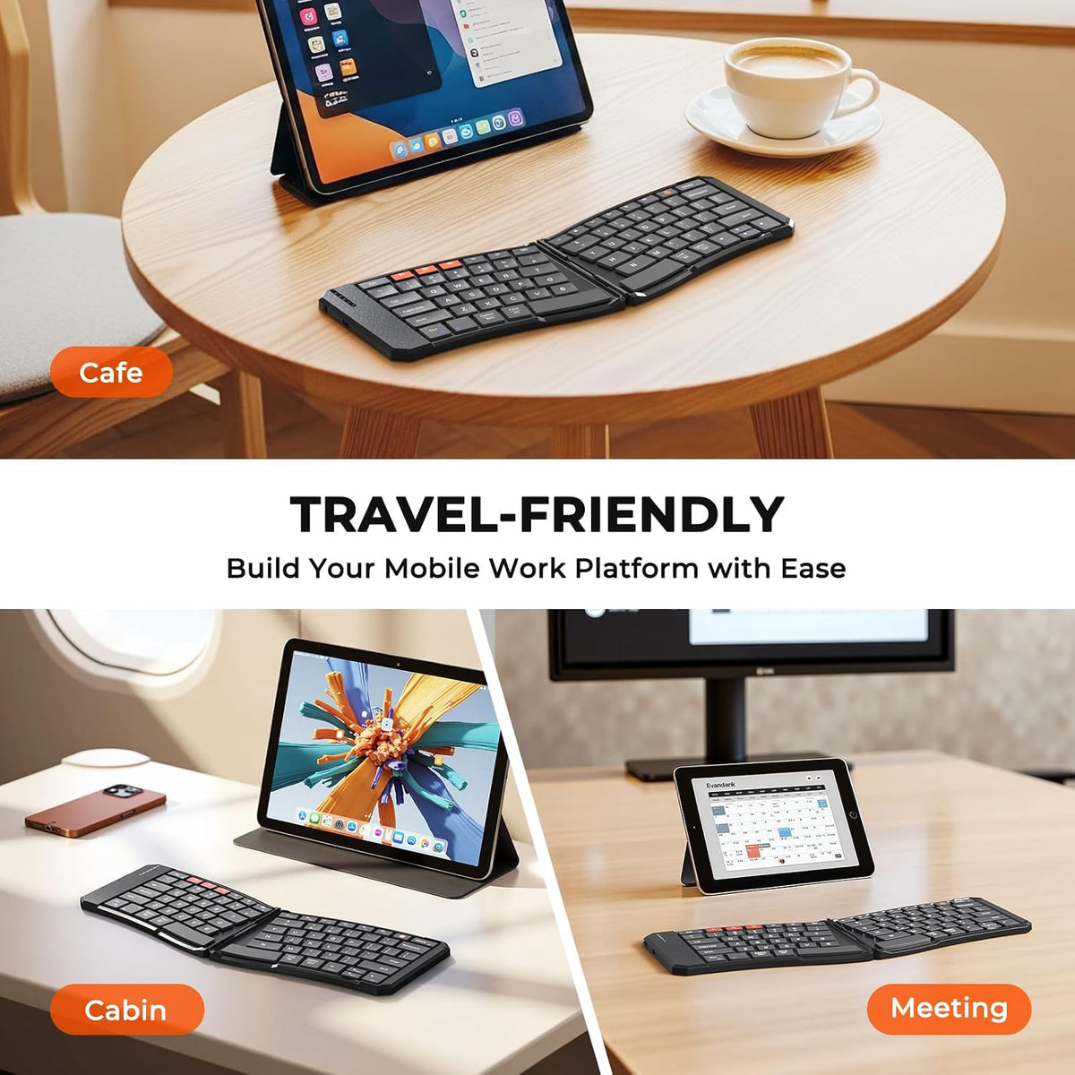 MEETION Foldable Bluetooth Keyboard, Split Ergonomic, Portable