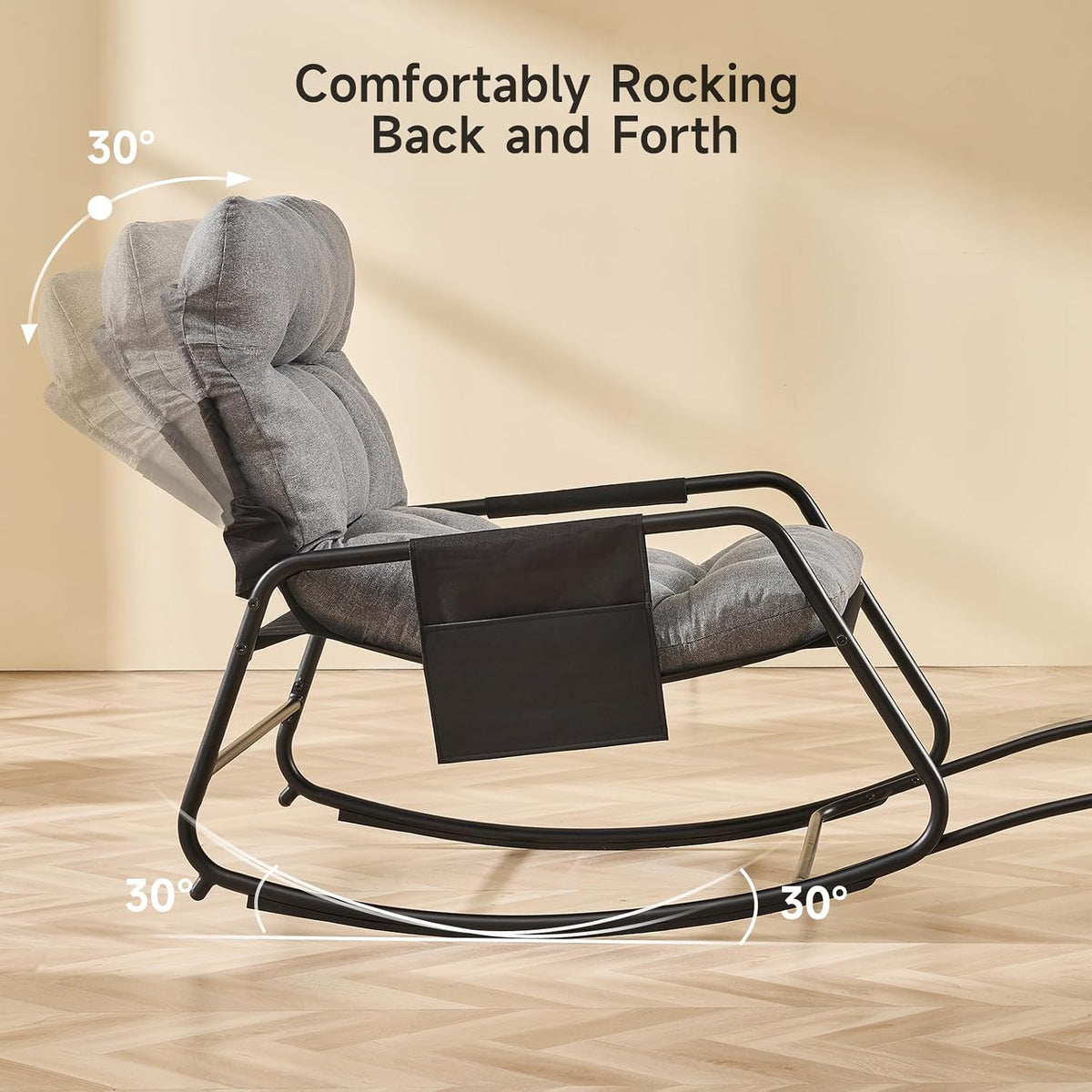 ONBRILL Adjustable Backrest Rocking Chair, Patio Rocking Chair with Cushion
