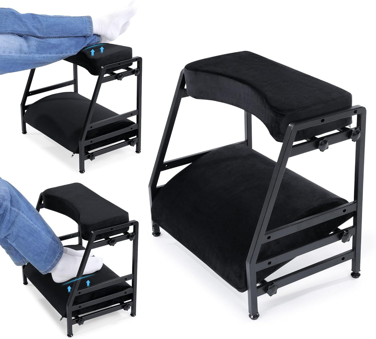 BALAPET Adjustable Double Step Footrest, High-Density Foam with Sturdy Iron Frame Foot Rest Under Desk for Office, Ergonomic Footrest with Washable Cover for Desk Work, Home,Patented Design(Black)