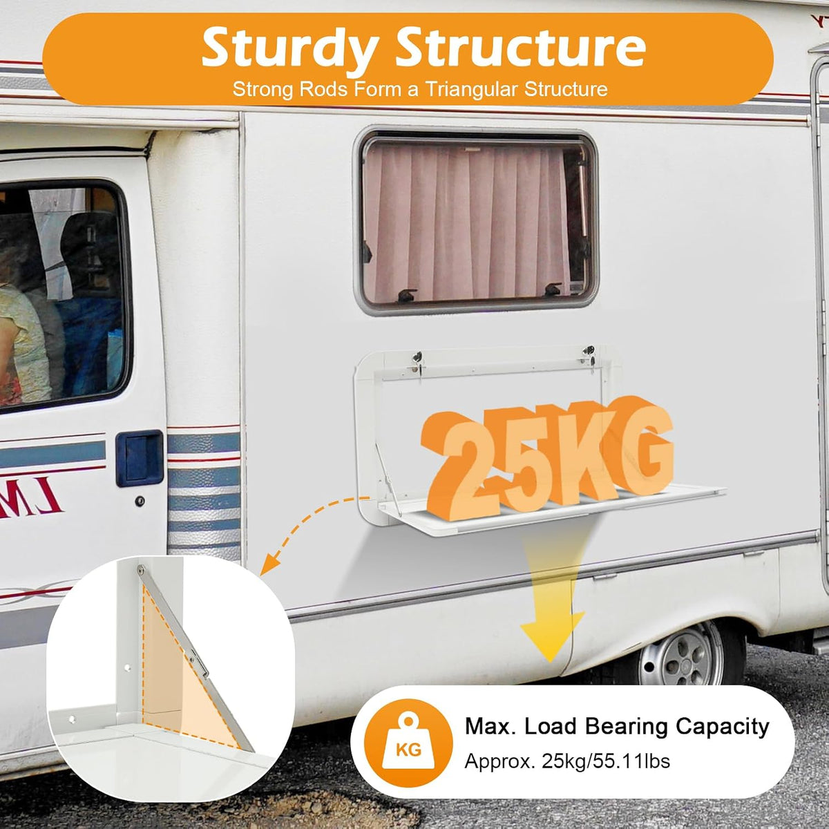 RV Caravan Folding Table Wall Mount White Camping Picnic Hanging Dining Table Premium Aluminum Alloy Folding Wall Table Computer Workstation for RV Caravan (31.5 x 17.7 inch)