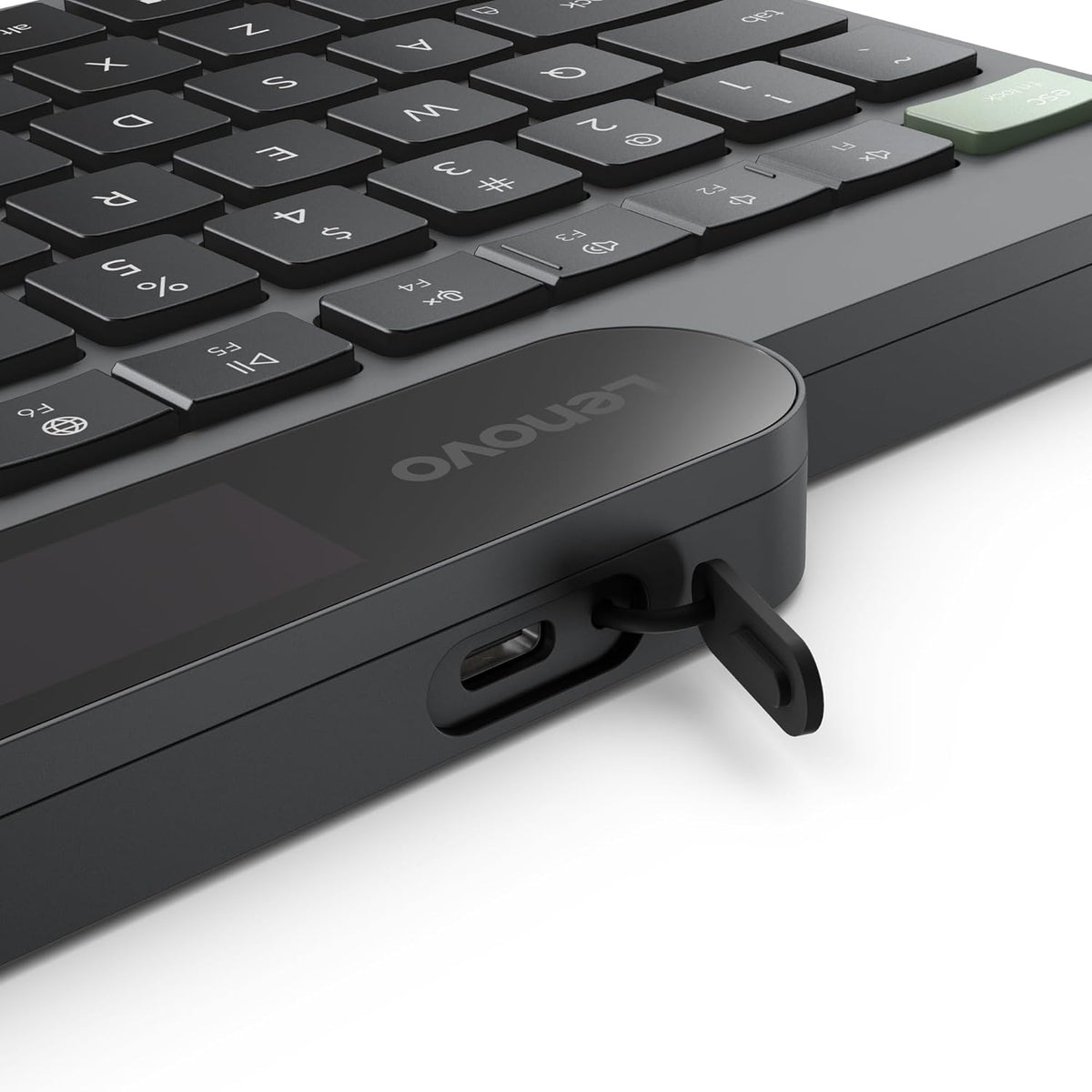 Lenovo 800 Self-Charging Bluetooth Keyboard, Uses Ambient Light, Bluetooth 5.1, Supports 3 Devices, Battery Free, Wireless, Grey