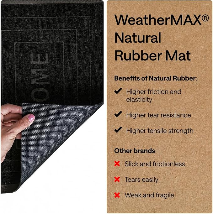 GORILLA GRIP 100% Waterproof All-Season WeatherMAX Doormat, US Designed Natural