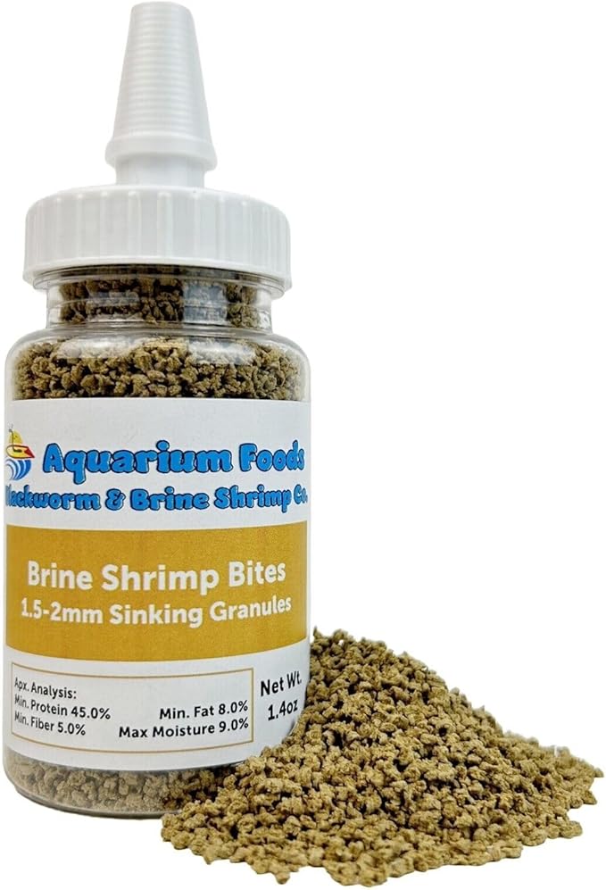 Aquatic Foods Inc. Brine Shrimp Sinking Bites for Guppies, Cichlids, Discus, Corys, Tetras, Bettas All Tropical Fish…1.4oz Squeeze Bottle