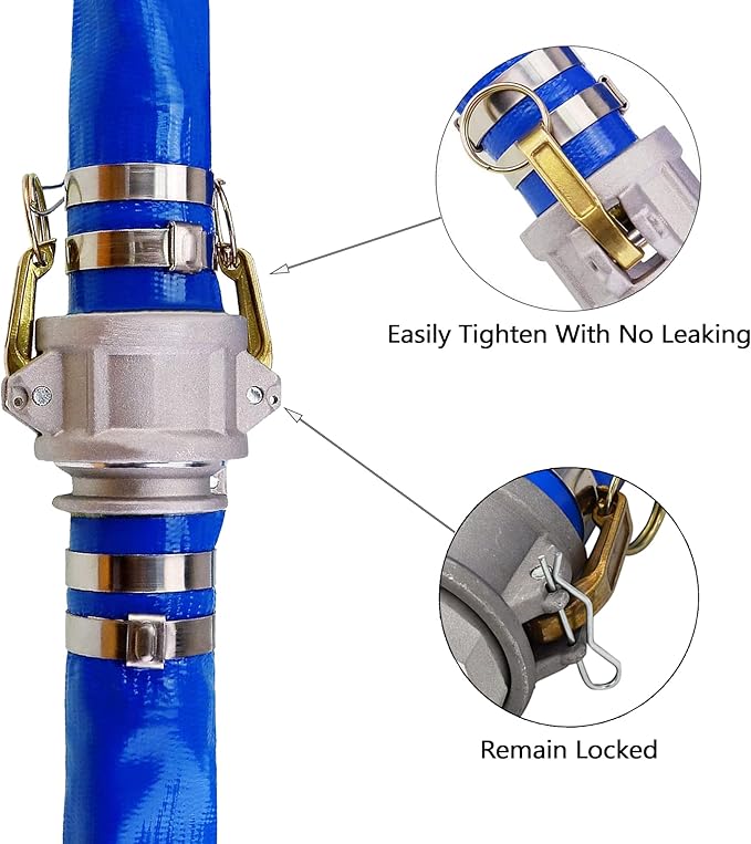 DAVCO 1.5" ID × 50 ft Pool Backwash Hose, Heavy Duty Reinforced Blue PVC Lay