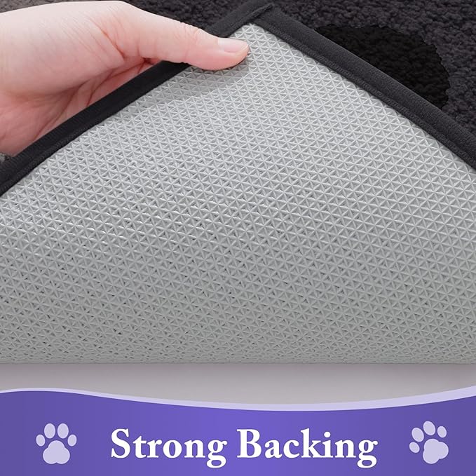 Buganda Dog Door Mat for Muddy Paws, Absorbent Dirt Trapper Non Slip Indoor Doormats, Washable Low-Profile Mat for Mud Dogs, Entryway Carpet for Inside Floor (36x24 Inches, Black)