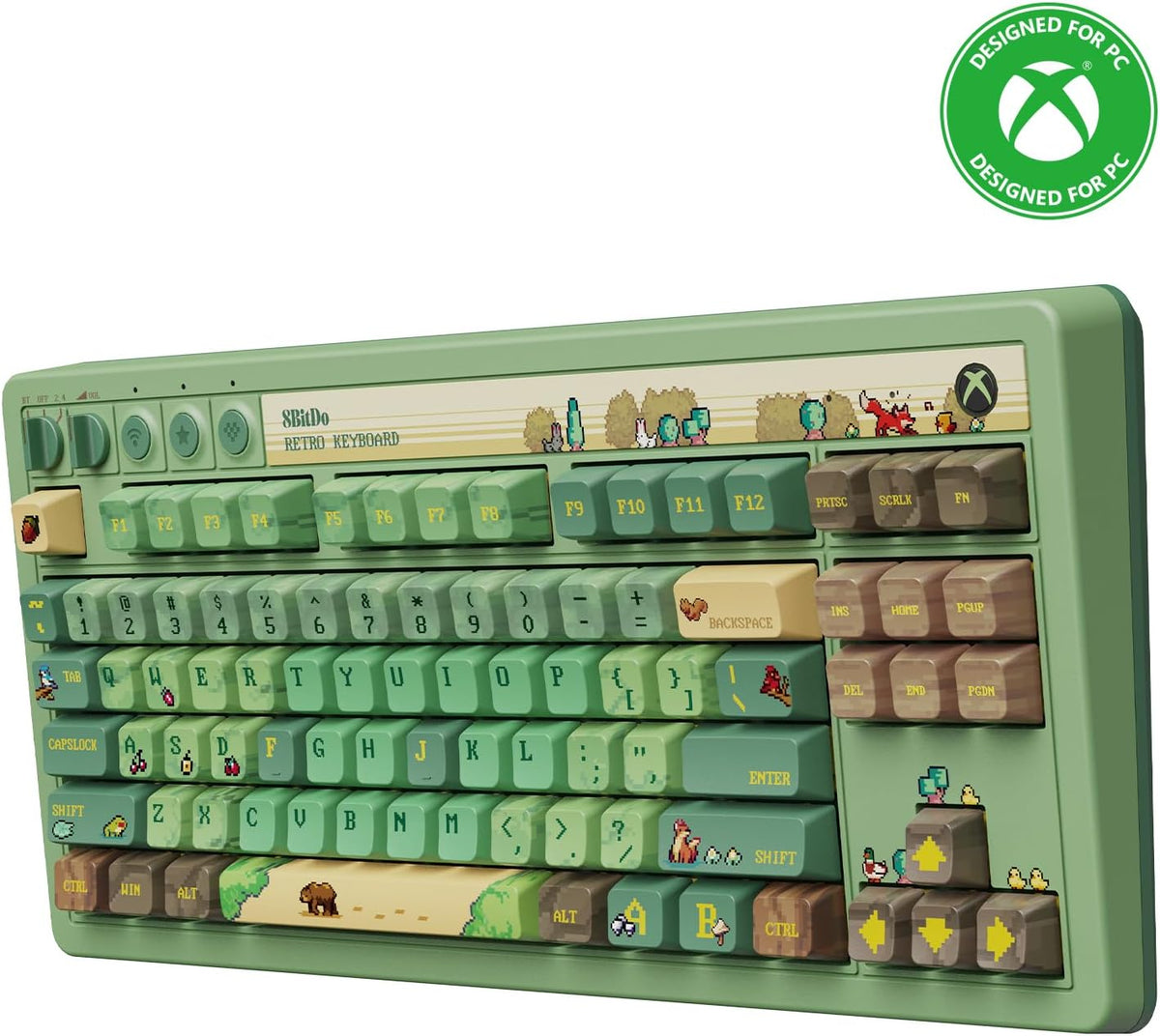 8Bitdo Retro 87 Mechanical Keyboard for Windows PC & Android, Forest Wonder