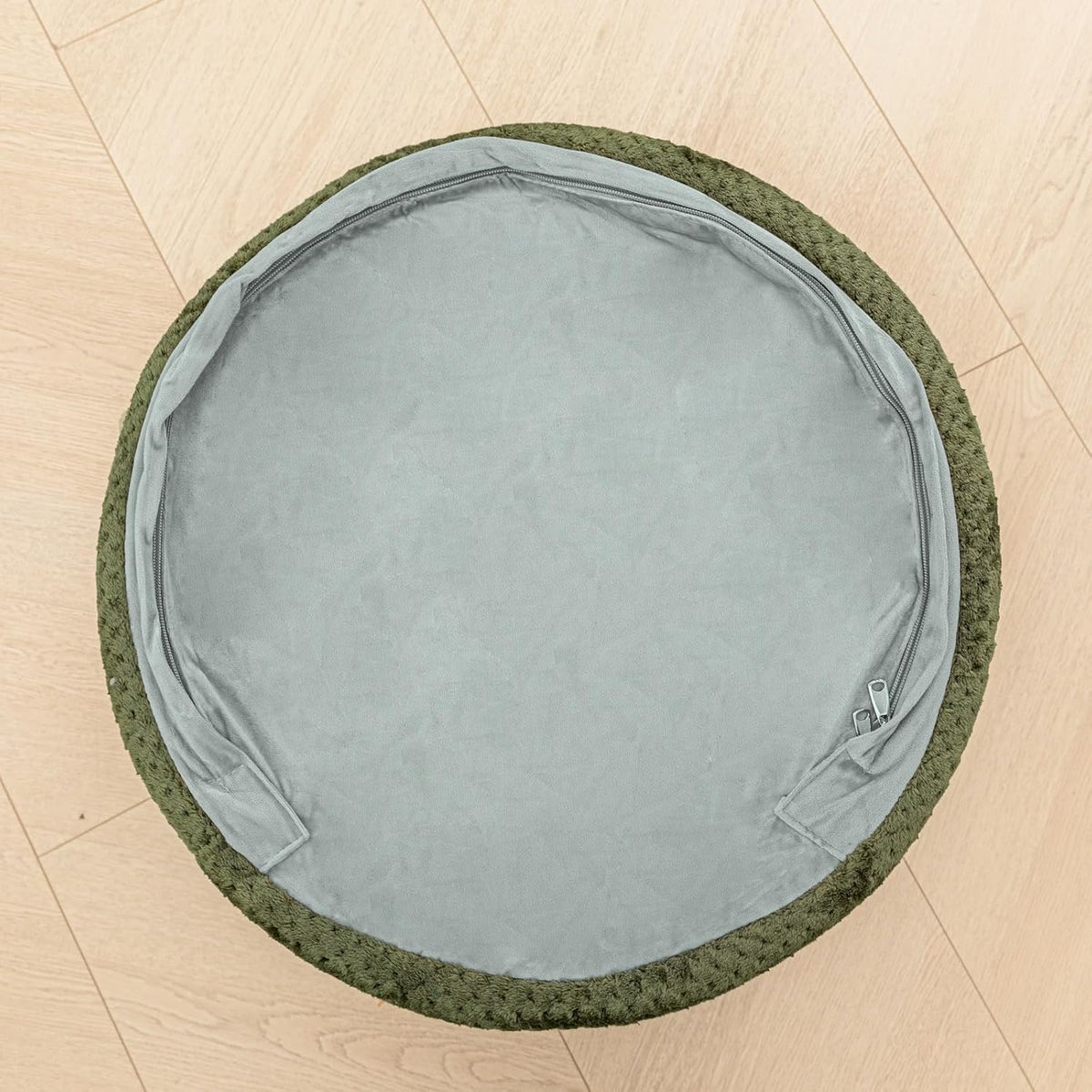 20"x14" Round Foam Stuffed Pouf Ottoman, Under Desk Footrest,Deep Green
