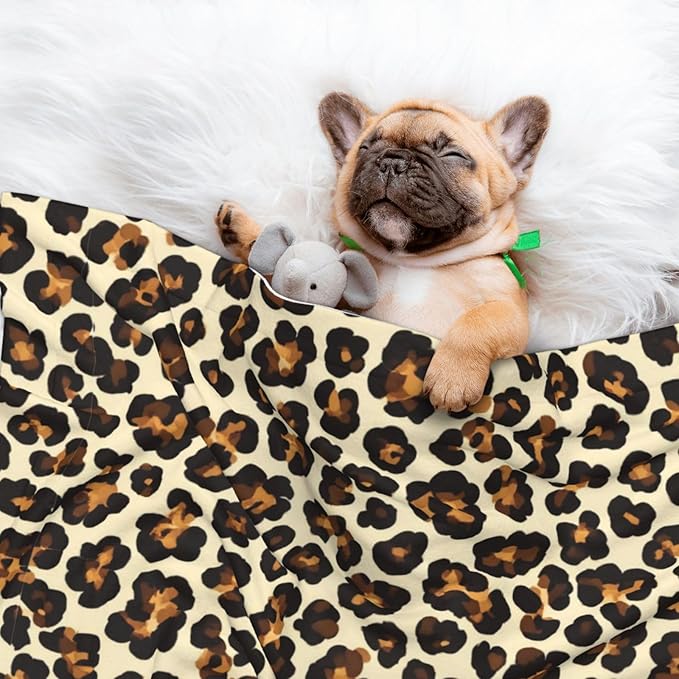 Pet Blanket for Couches and Beds, Leopard Prints Printed, Reversible Double Sided Plush Design with Soft Bumpy Texture and Smooth Surface, Furniture Protector