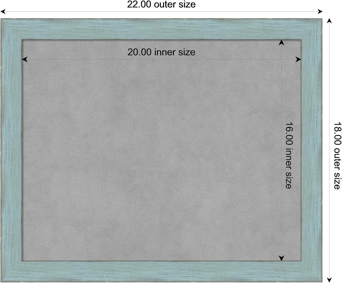 Amanti Art Blue Framed Magnetic Board, 22x18, Country Rustic Office Decor