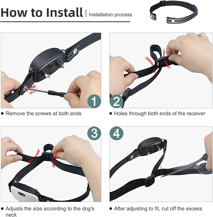 Collar Replacement Strap, Reflective Replacement Nylon Collar Strap Dog GPS Training Bark Receiver Collars, Durable Adjustable E Collar Straps for Small Medium Large Dogs, Black