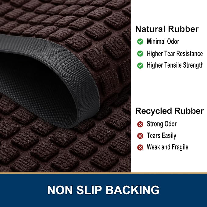 Smiry Front Door Mat Outside Entrance, Heavy Duty Natural Rubber Doormat