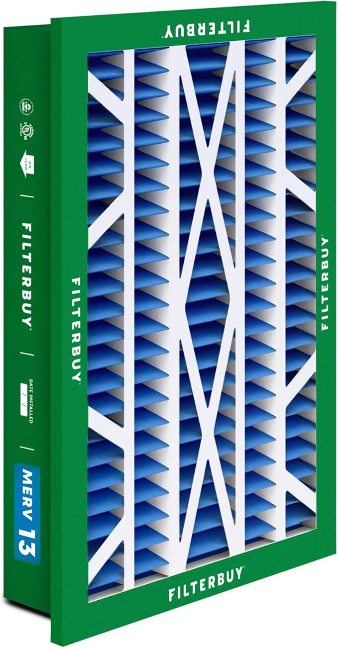 Filterbuy 16x25x5 Air Filter MERV 13 Optimal Smoke & Allergy Defense,