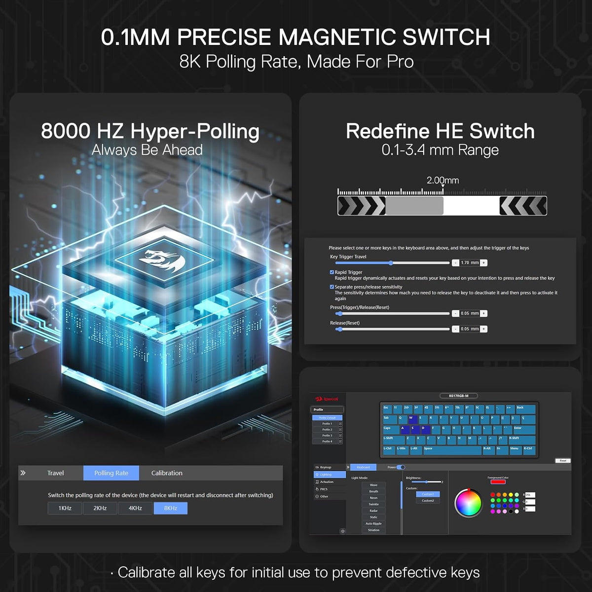 Redragon K617 HE Wired Hall-Effect Rapid Trigger Magnetic Gaming Keyboard