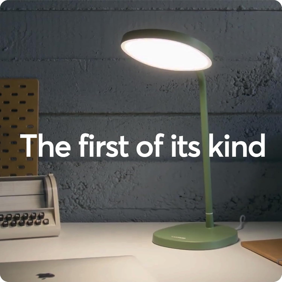 Lumie Task - 10,000 Lux Adjustable Bright Light Therapy Desk Lamp for Mood and Energy Boost and Winter Blues Relief, Crystal Clear Illumination and Maximum Visual Comfort - White Mist (Sage Green)