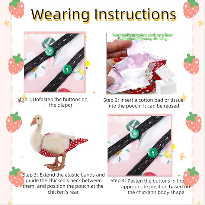 4-Pack Chicken Diapers Saddle Set for Hen with Bow Tie Reusable Handmade Washable Waterproof Inner Layer for Geese Duck Chicken- Stylish and Protective Poultry Clothes (4 Diapers+4 Saddles,Medium)